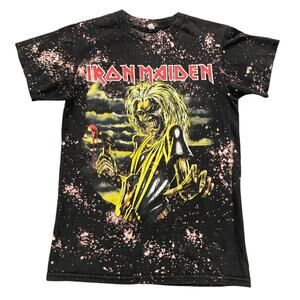 IRON MAIDEN Womens Size S Black Yellow Short Sleeve T-Shirt